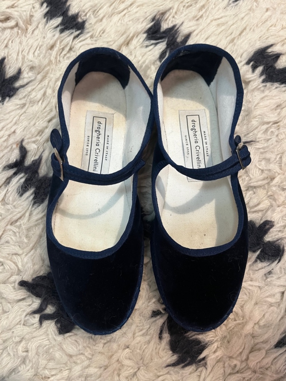 Navy Velvet Mary Jane Flats